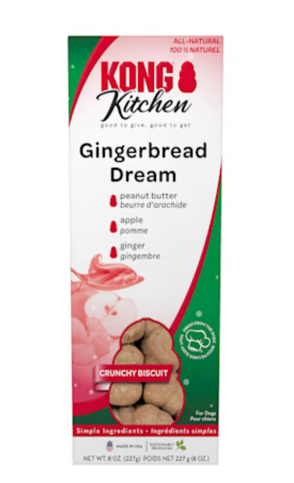 KONG Kitchen Holiday Gingerbread Dreams Crunchy Biscuit for Dogs, 8 oz.