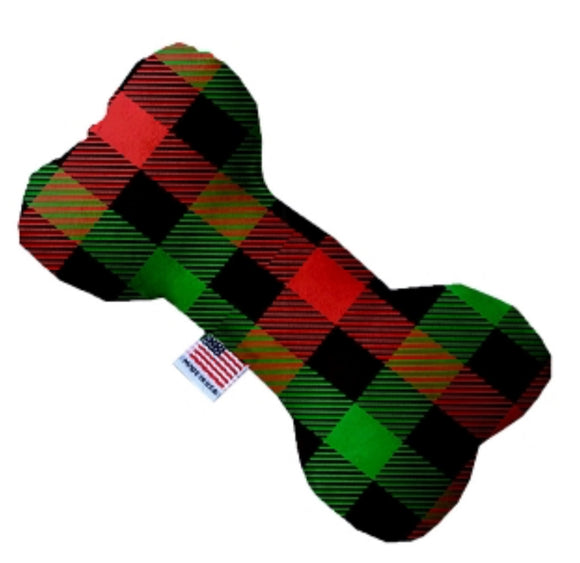 Stuffing Free Bone Dog Toy - Christmas Plaid