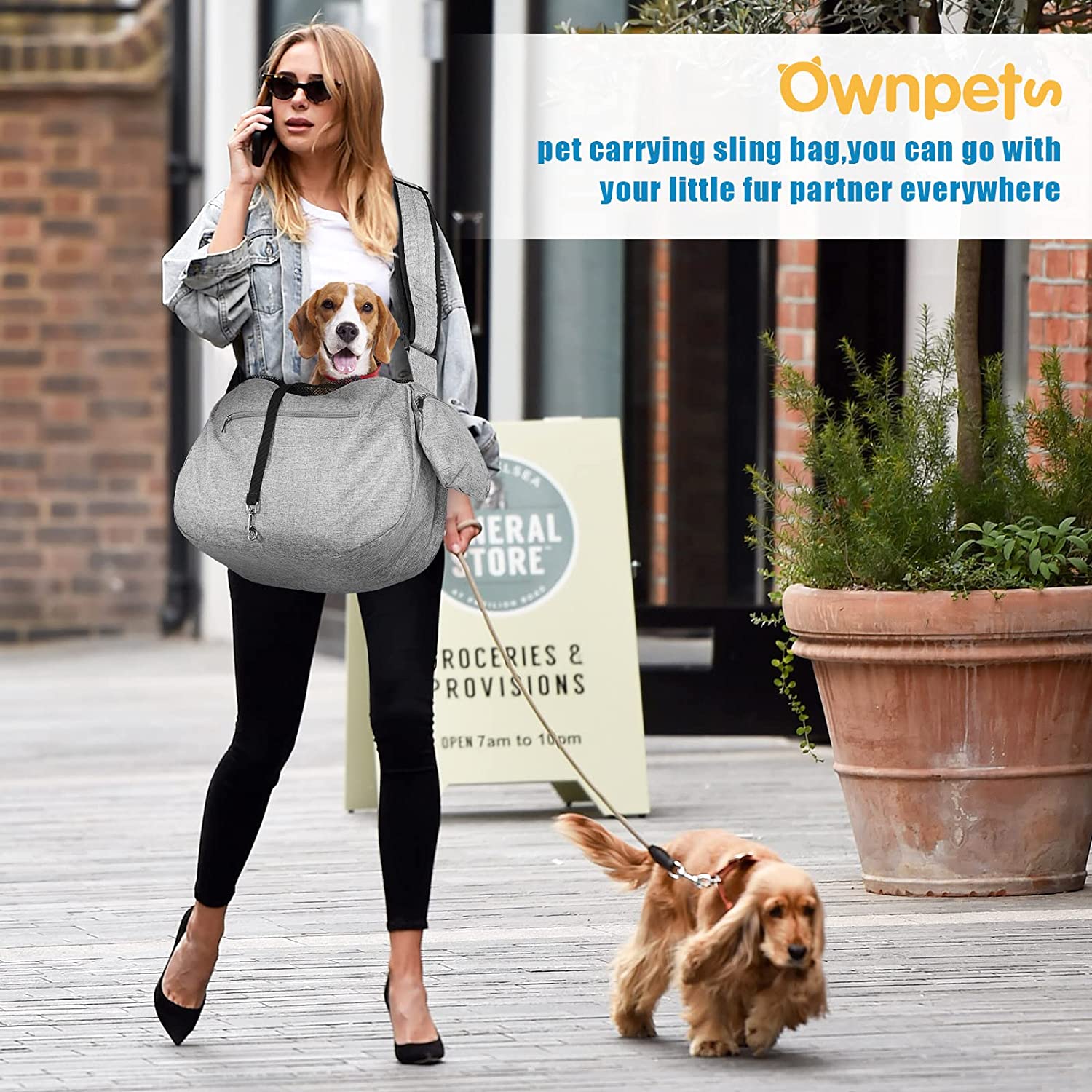 EXTRA LARGE Pet Sling Carrier Hands Free Dog Bag With Adjustable