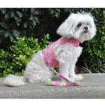 Cool Mesh Dog Harness with Leash - Pink Hawaiian Floral.