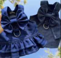 Paw-T Petz Blue Denim Harness Dress With Leash