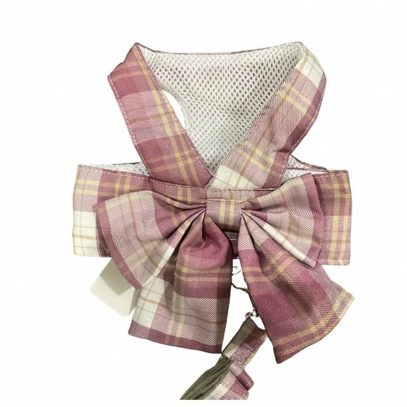 Paw-T Petz Rose Plaid Bow Harness With Leash