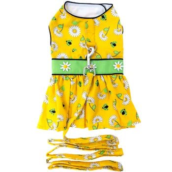 Ladybugs And Daisies Dress With Matching Leash