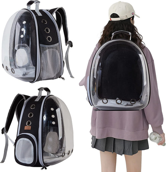 Prometí Cat Backpack Transparent w/gray and black trim
