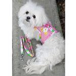 Cool Mesh Dog Harness with Leash - Pink Hawaiian Floral.